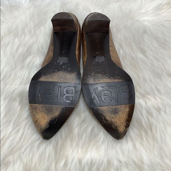 Anthro Blay Tan Washed Leather Heels Size 39/8.5 - Picture 6 of 7